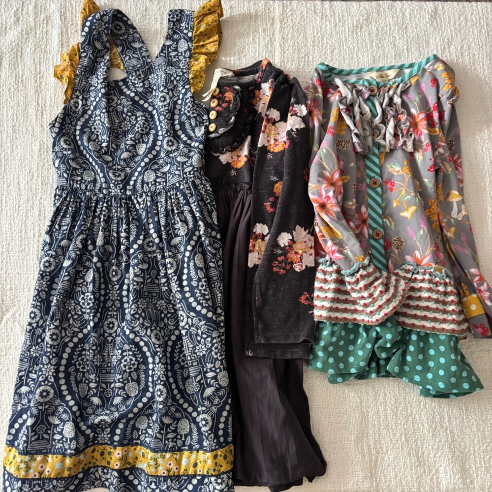 Matilda Jane Girls Lot 3 Pieces Joanna Gaines Floral Dress Tunic Size 6